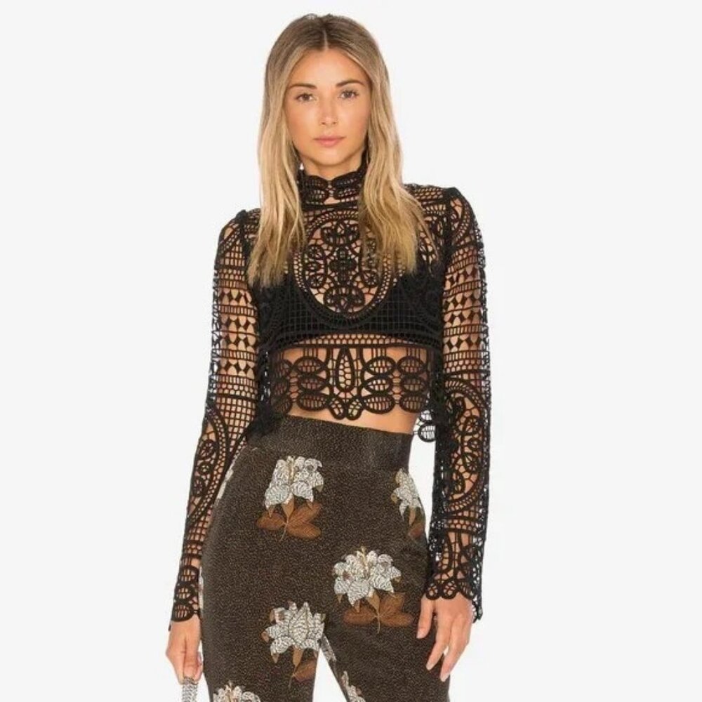 Stone Cold Fox Perkins Lace Top in Black